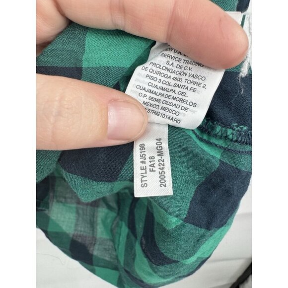 J.Crew Mercantile Plaid Button Top Women XL Green Long Sleeve Lightweight Preppy - Picture 5 of 9